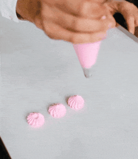 This example creates a forever repeating boomerang of making cake-cream decorations. The input GIF consists of 8 frames, which are played back at a speed of 100ms per frame. The output boomerang consists of 16 frames and they are played back at the original speed. (Source: Pexels.)